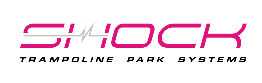 Shock Logo with the text trampoline park systems below it.