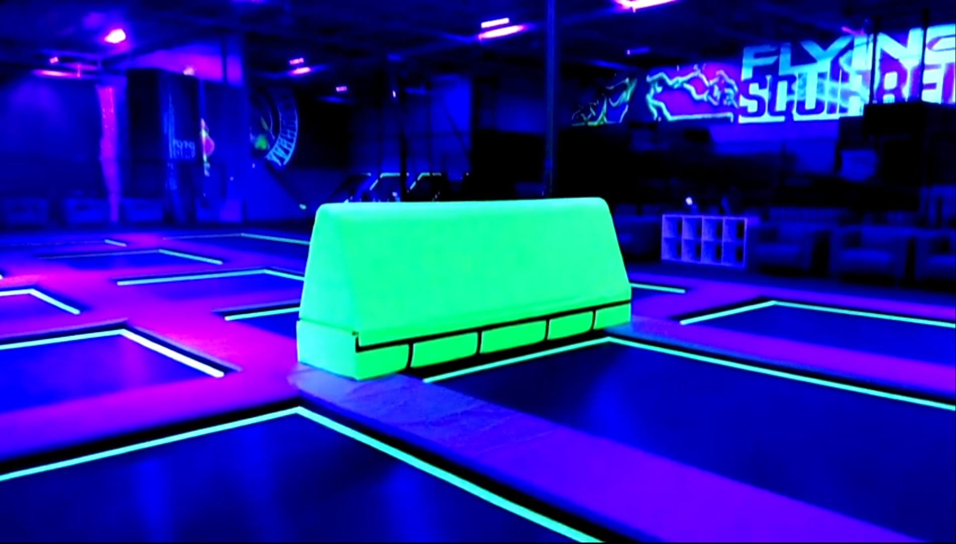 UV Reactive Obstacle on Trampoline Court