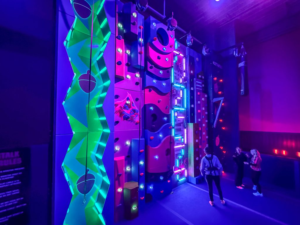 Shock neon climbing wall