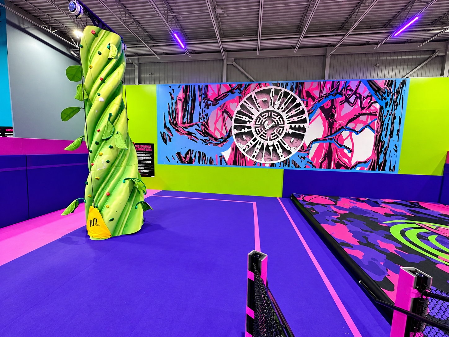 16-foot Beanstalk climbing wall with AirTrack combo by Shock Trampoline