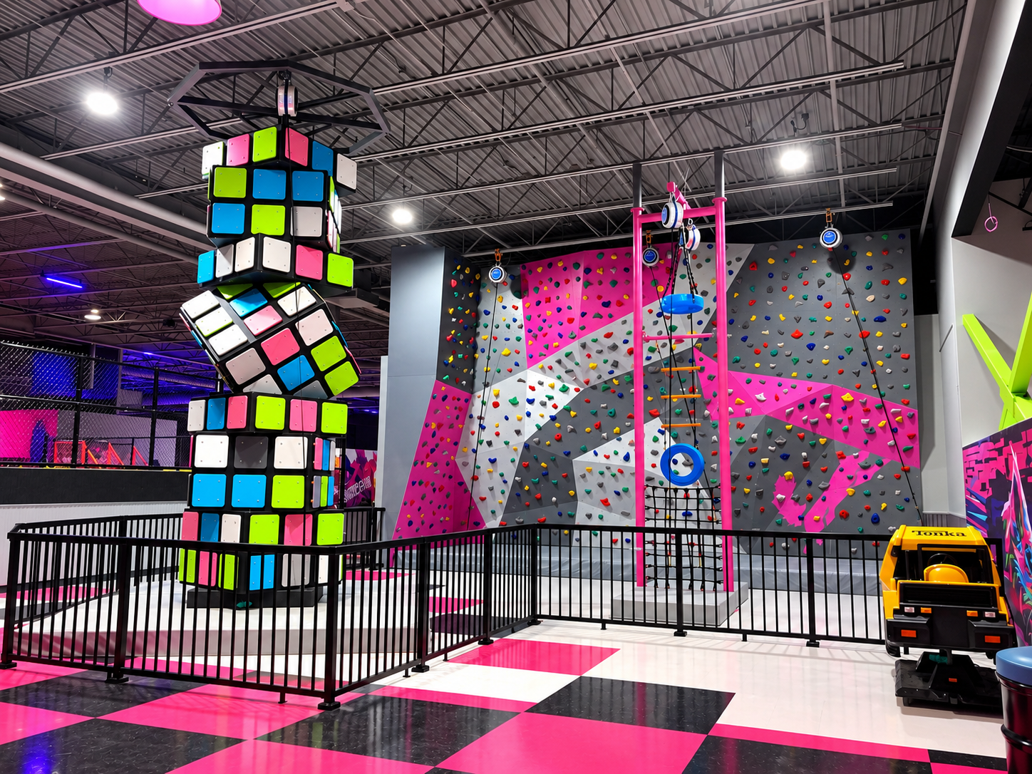 Rubik's Cube style tire Tall Wall by Shock Trampoline